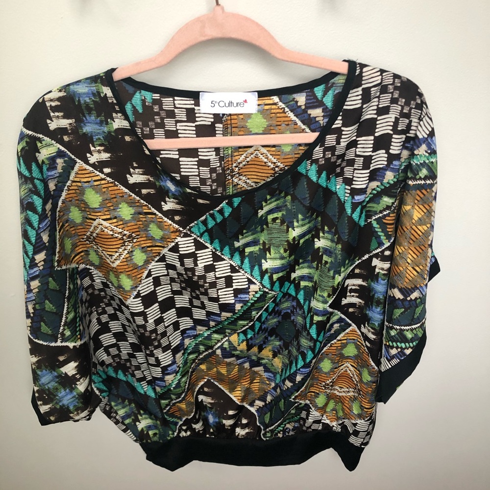 Colorful Printed Flowy Scoop Neck